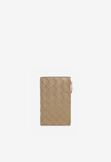 Medium Zip Bi-Fold Wallet in Intrecciato Leather