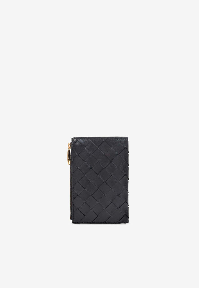 Medium Zip Bi-Fold Wallet in Intrecciato Leather