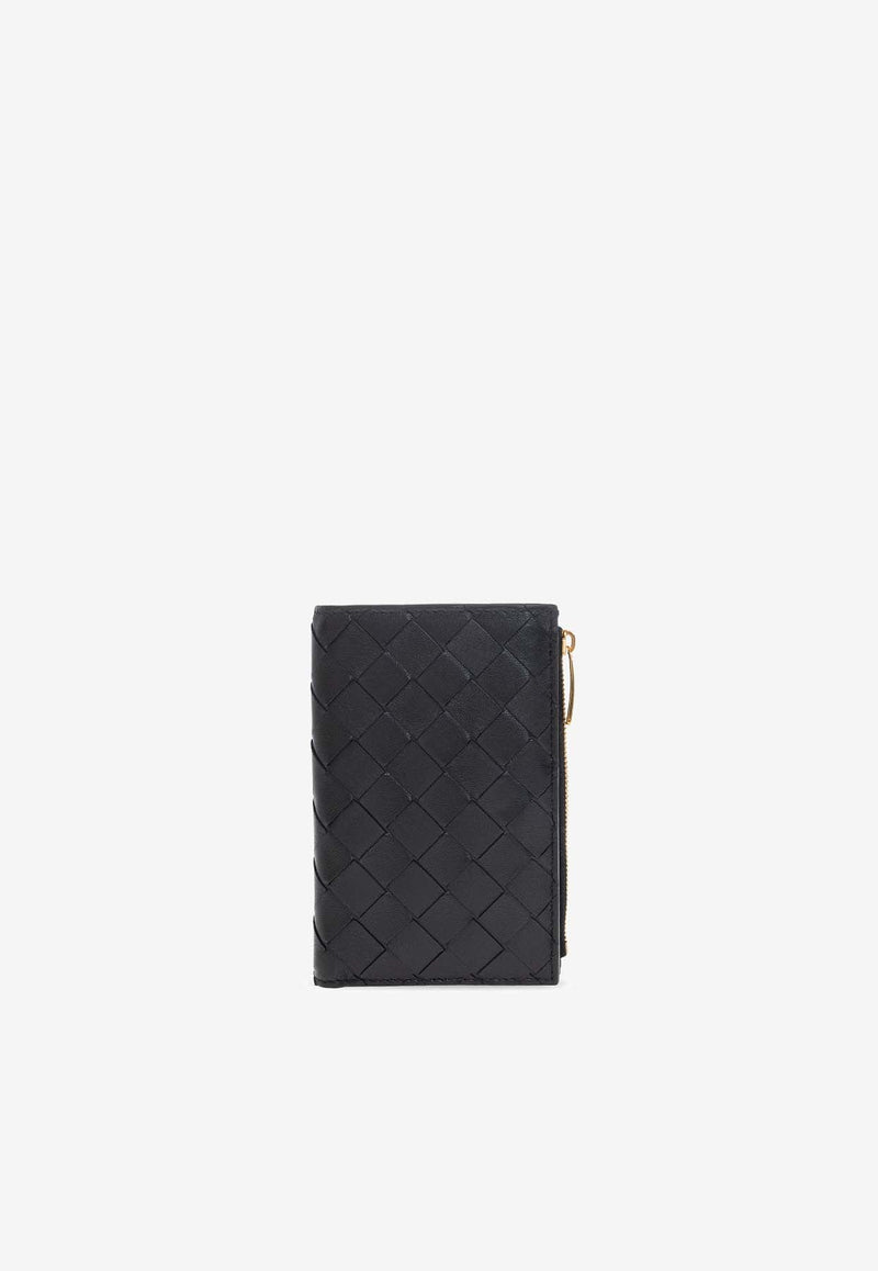 Medium Zip Bi-Fold Wallet in Intrecciato Leather