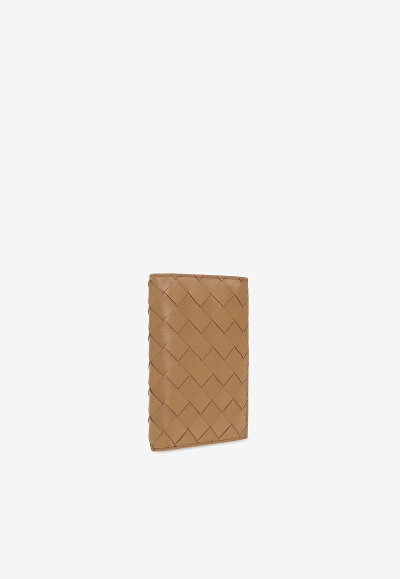 Medium Zip Bi-Fold Wallet in Intrecciato Leather