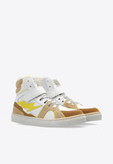 Boys High-Top Leather and Mesh Sneakers