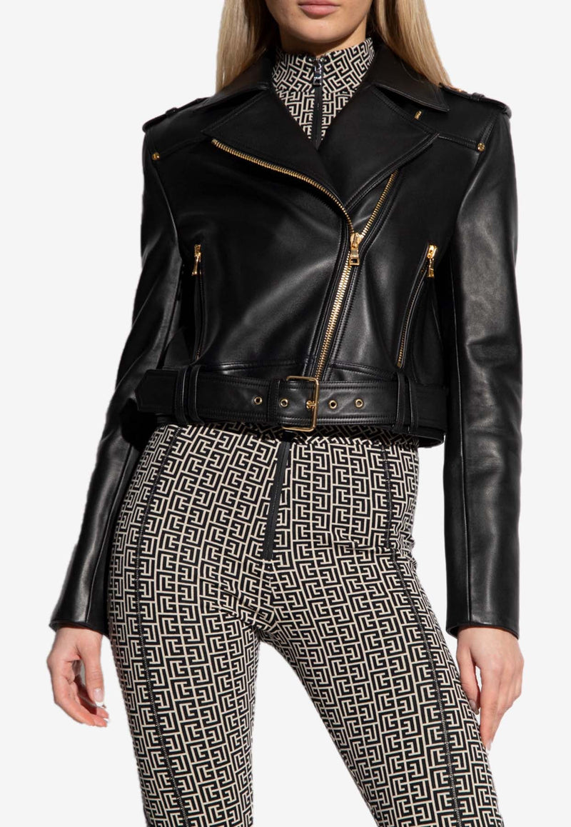 Leather Zip-Up Biker Jacket