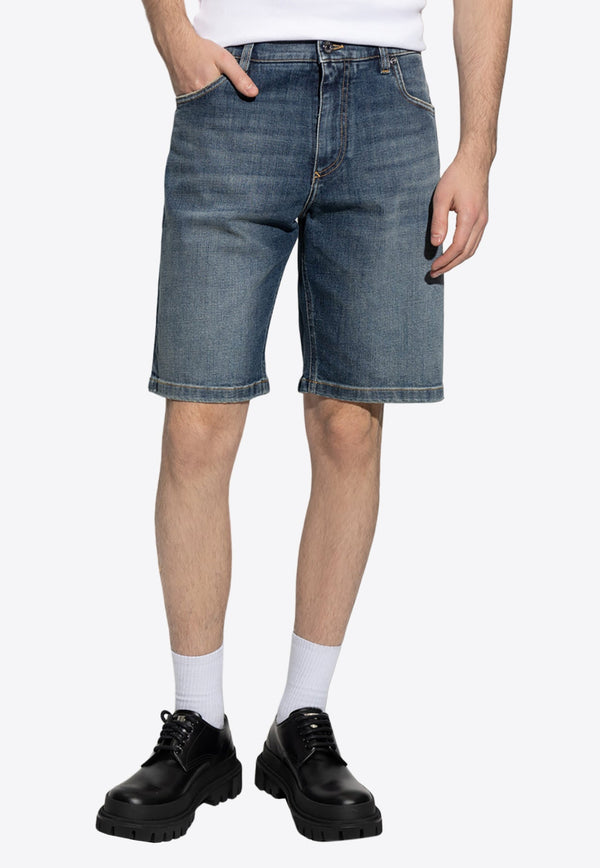 Logo Plate Denim Bermuda Shorts