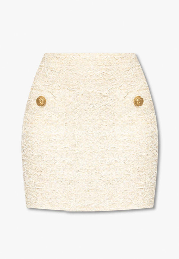 High-Waist Tweed Mini Skirt