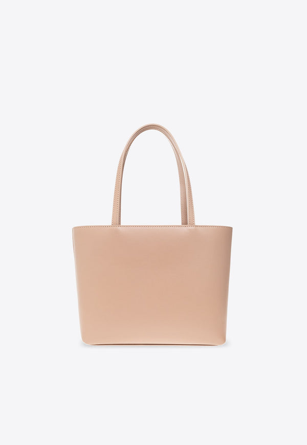 Small 3D-Effect Logo Leather Tote Bag