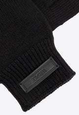 Wool Ribbed-Knit Gloves