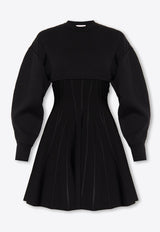 Long-Sleeved Wool Mini Dress