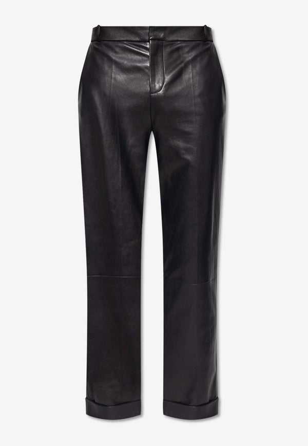 Straight-Leg Leather Pants
