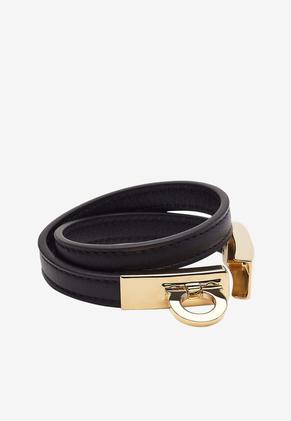 Gancini Double-Twist Leather Bracelet