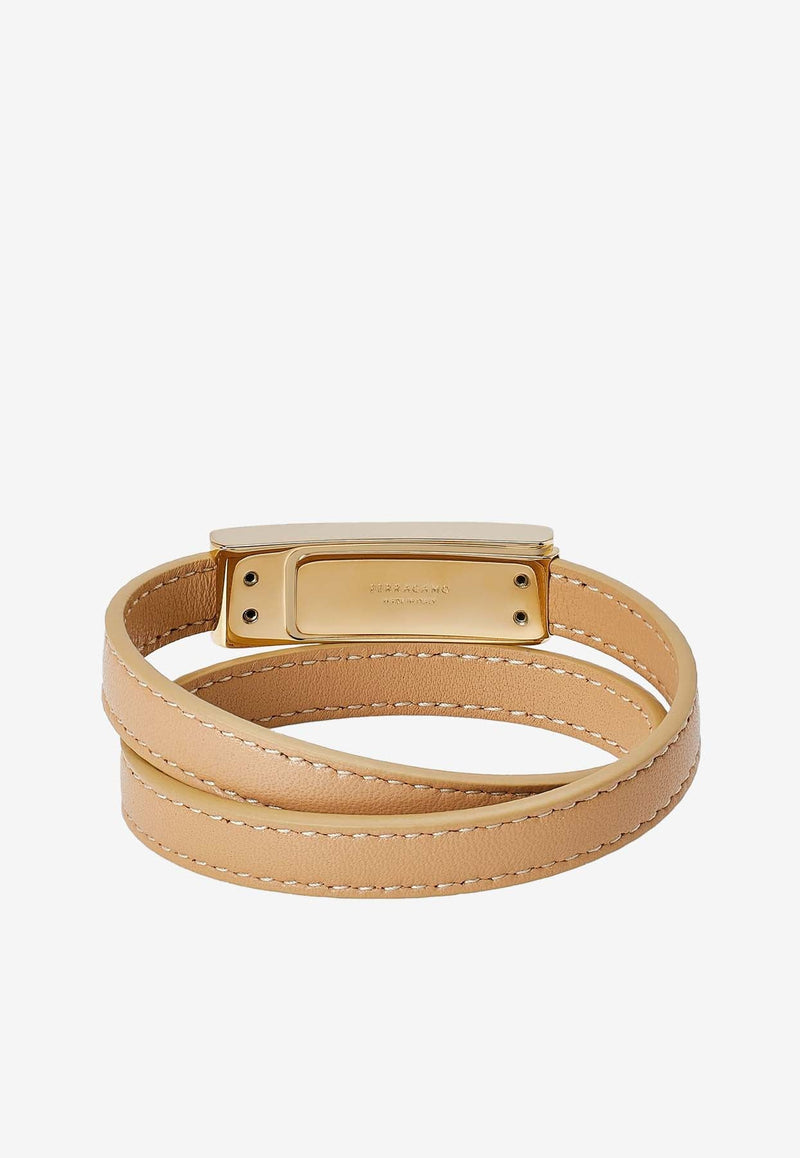 Gancini Double-Twist Leather Bracelet