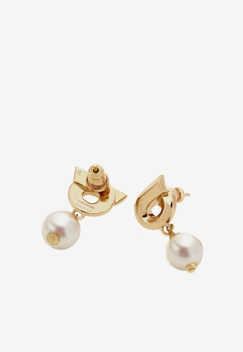 Gancini Pearl Drop Earrings