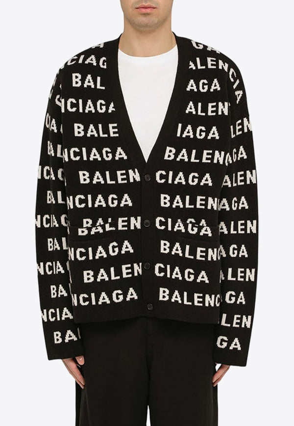 All-Over Logo Wool Cardigan