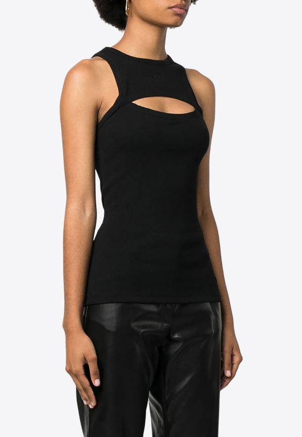 Cut-Out Fine Ribbed Tank Top