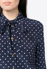 Polka Dot Silk Shirt with Bow Detail