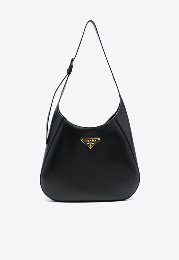 Triangle Logo Leather Shoulder Bag