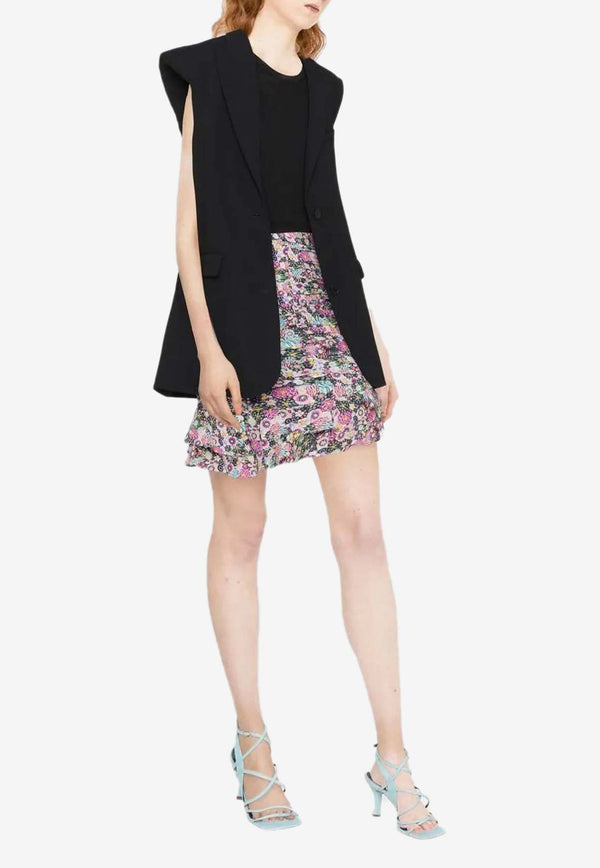 Floral-Print Ruched Mini Skirt