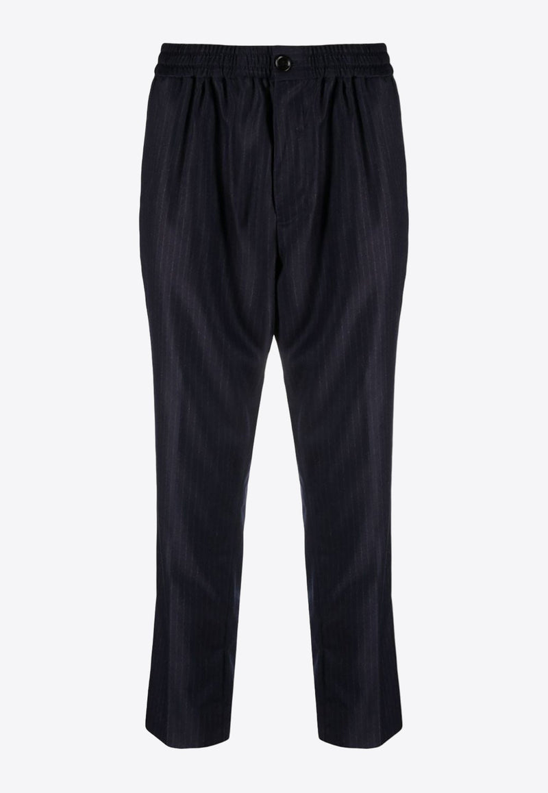 Pinstripe Wool Tapered Pants