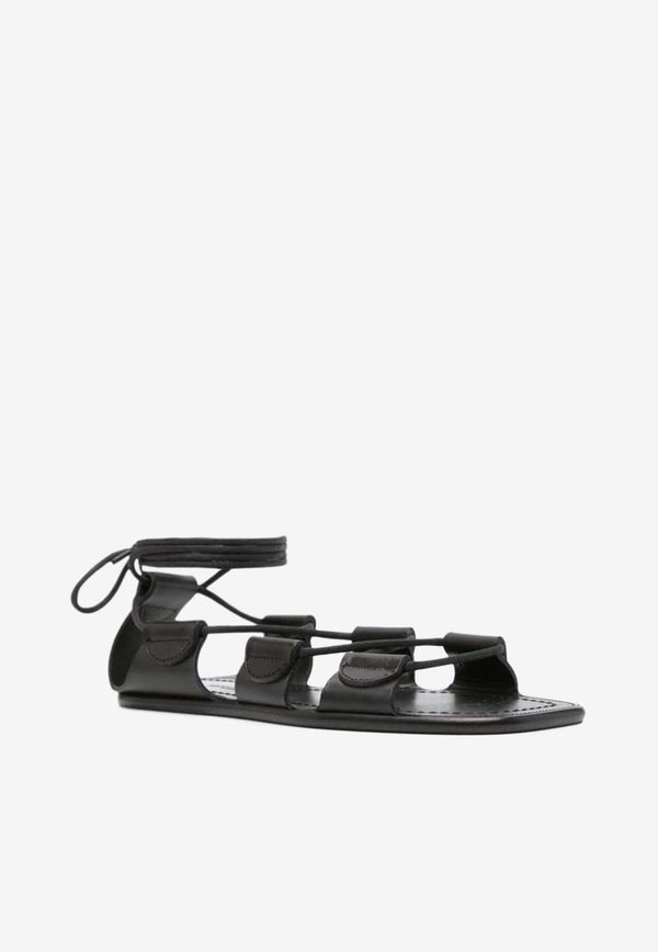 Laced Leather Flat Sandals