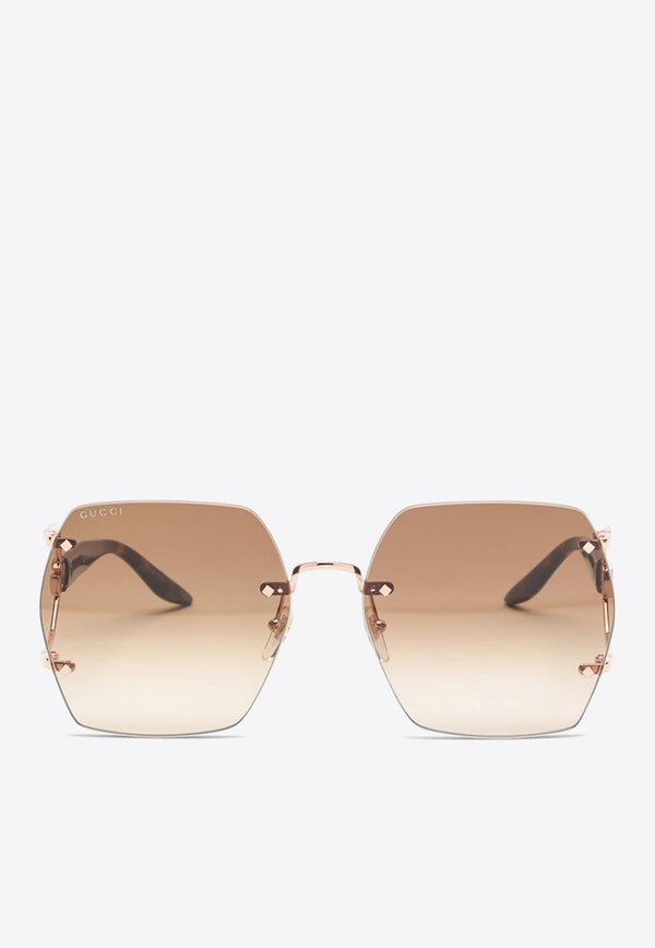 Rimless Hexagonal Sunglasses