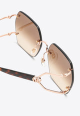 Rimless Hexagonal Sunglasses