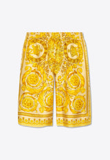 Barocco Print Silk Shorts