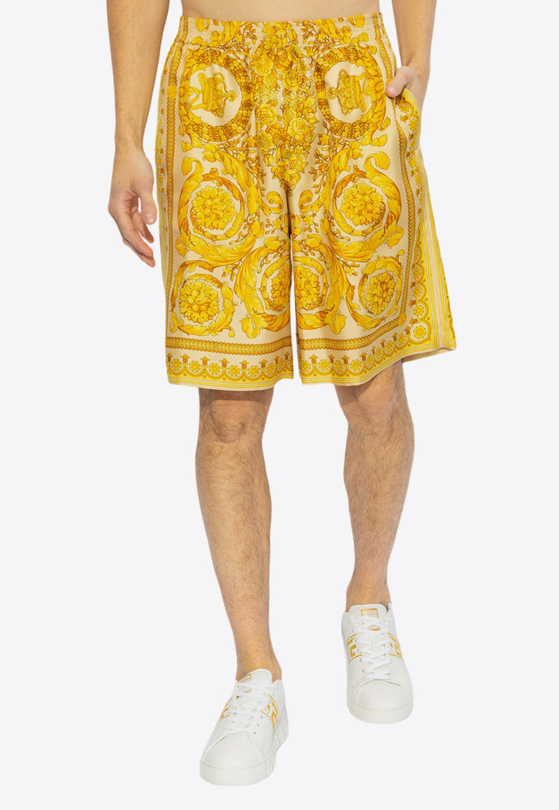 Barocco Print Silk Shorts