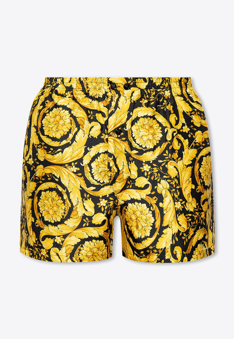 Barocco Print Silk Shorts