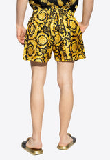 Barocco Print Silk Shorts