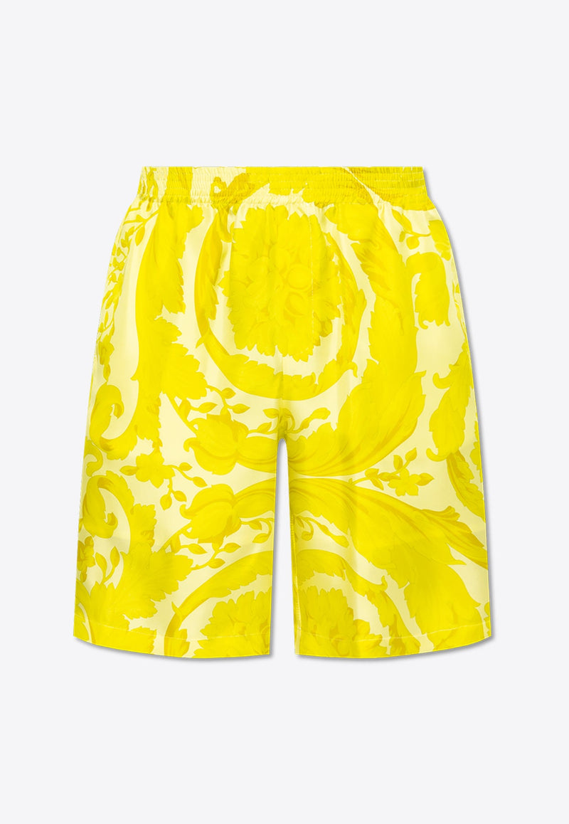 Barocco Print Silk Shorts