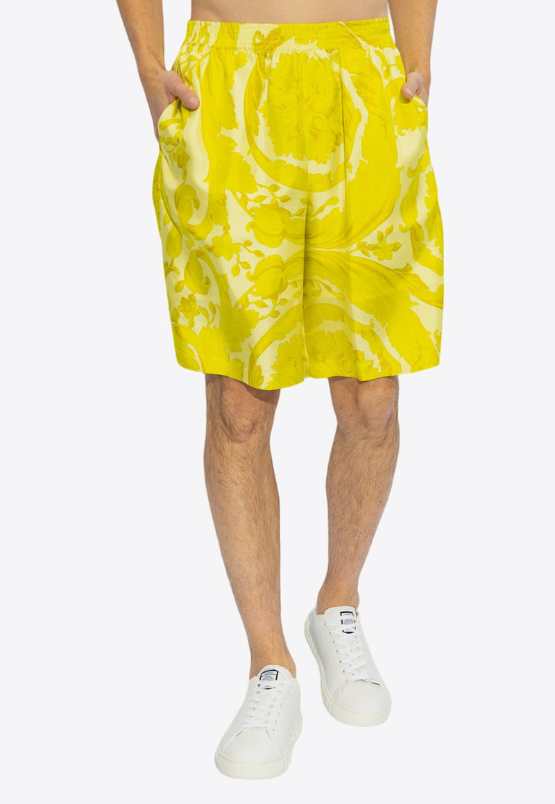 Barocco Print Silk Shorts