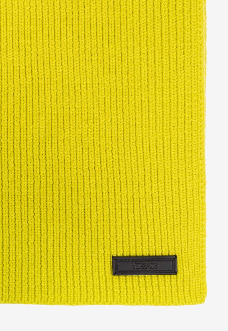 Logo Tag Knitted Wool Scarf