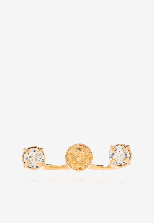 Medusa Crystal-Embellished Double Cuff Ring