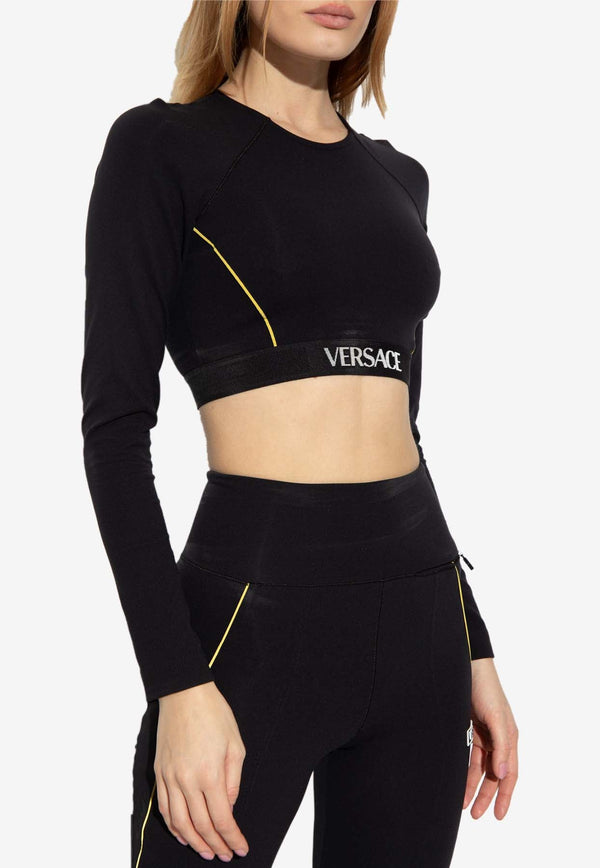 Logo Waistband Long-Sleeved Crop Top