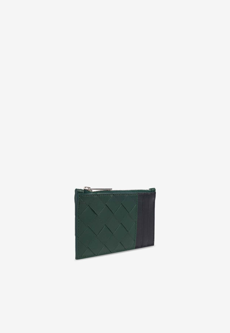 Intrecciato Leather Zip Cardholder