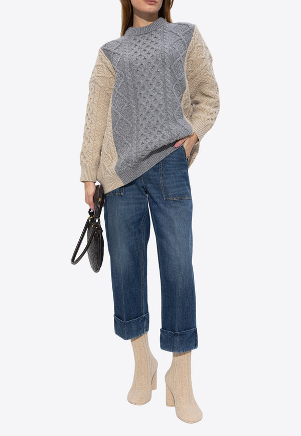 Aran Paneled Wool Sweater