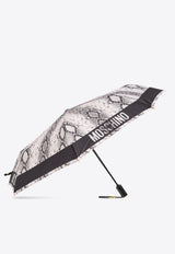 Logo Trim Snakeskin Print Umbrella