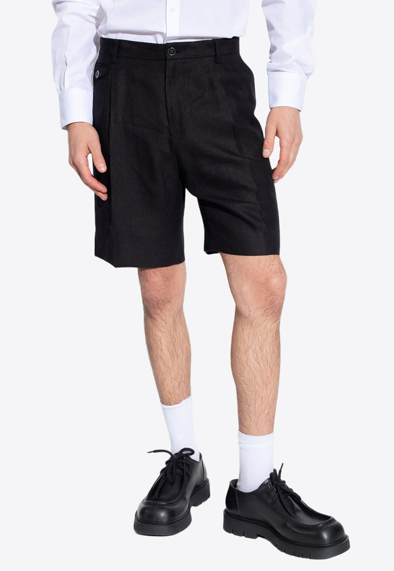 Pleated Linen Shorts