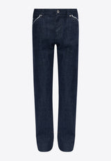 Straight-Leg Jeans with Contrast Piping