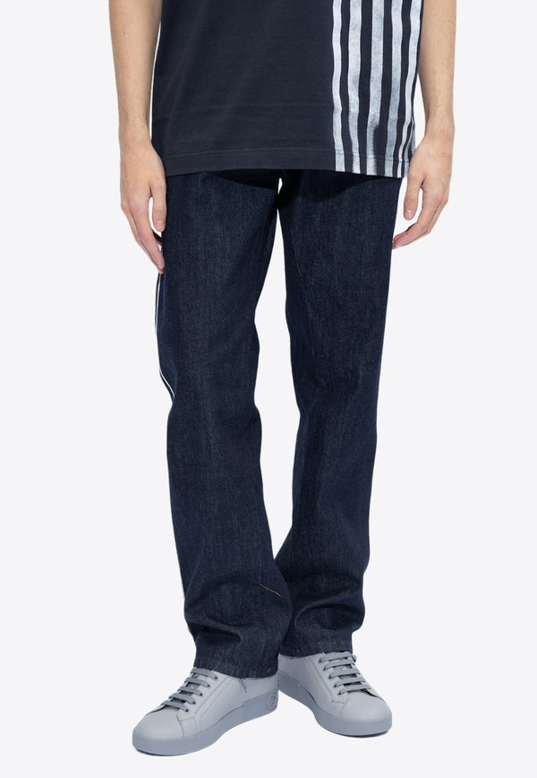 Straight-Leg Jeans with Contrast Piping