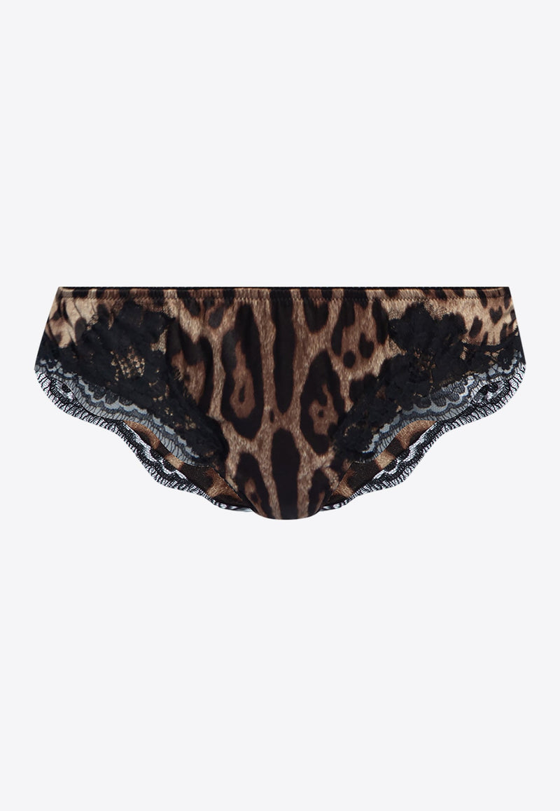 Leopard Print Silk-Blend Briefs