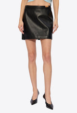 Mini Belted Leather Skirt