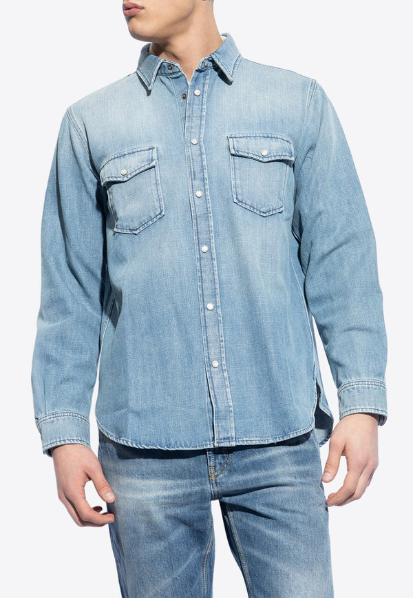 Oversized Long-Sleeved Denim Shirt