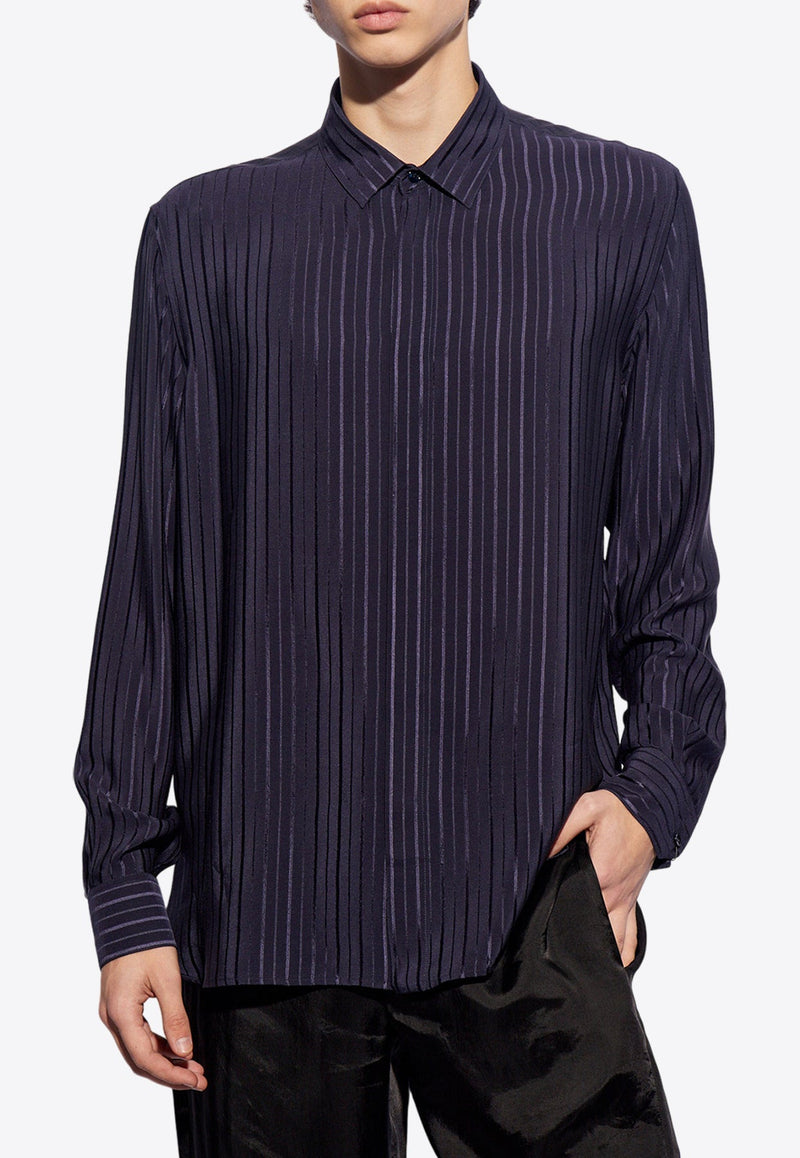 Semi-Sheer Striped Silk Shirt