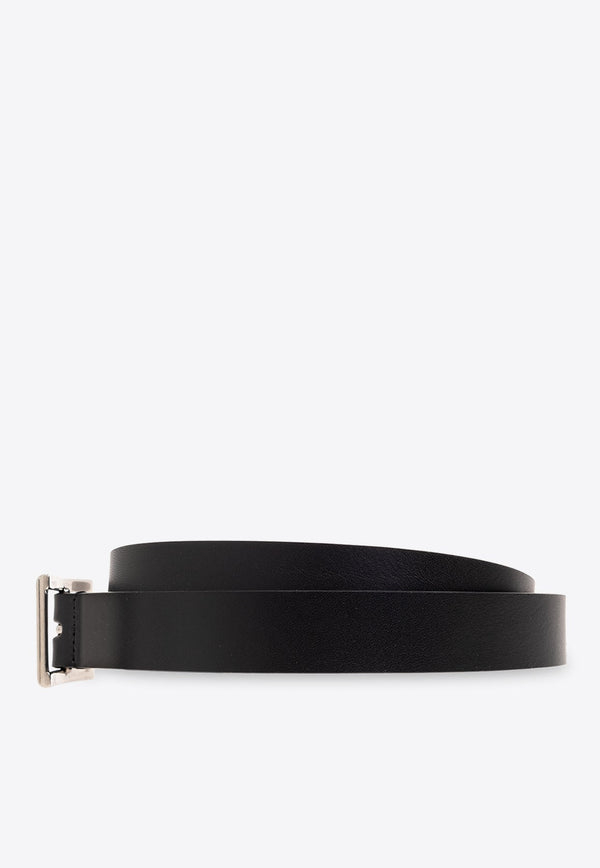 Rectangular Buckle Leather Belt