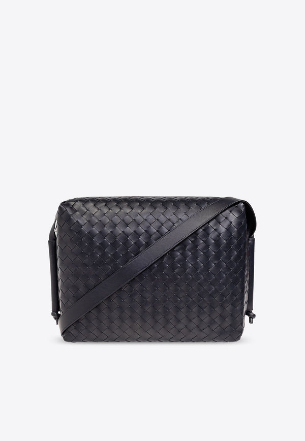 Intrecciato Leather Zip Messenger Bag