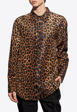 Oversized Leopard Print Silk Taffeta Shirt