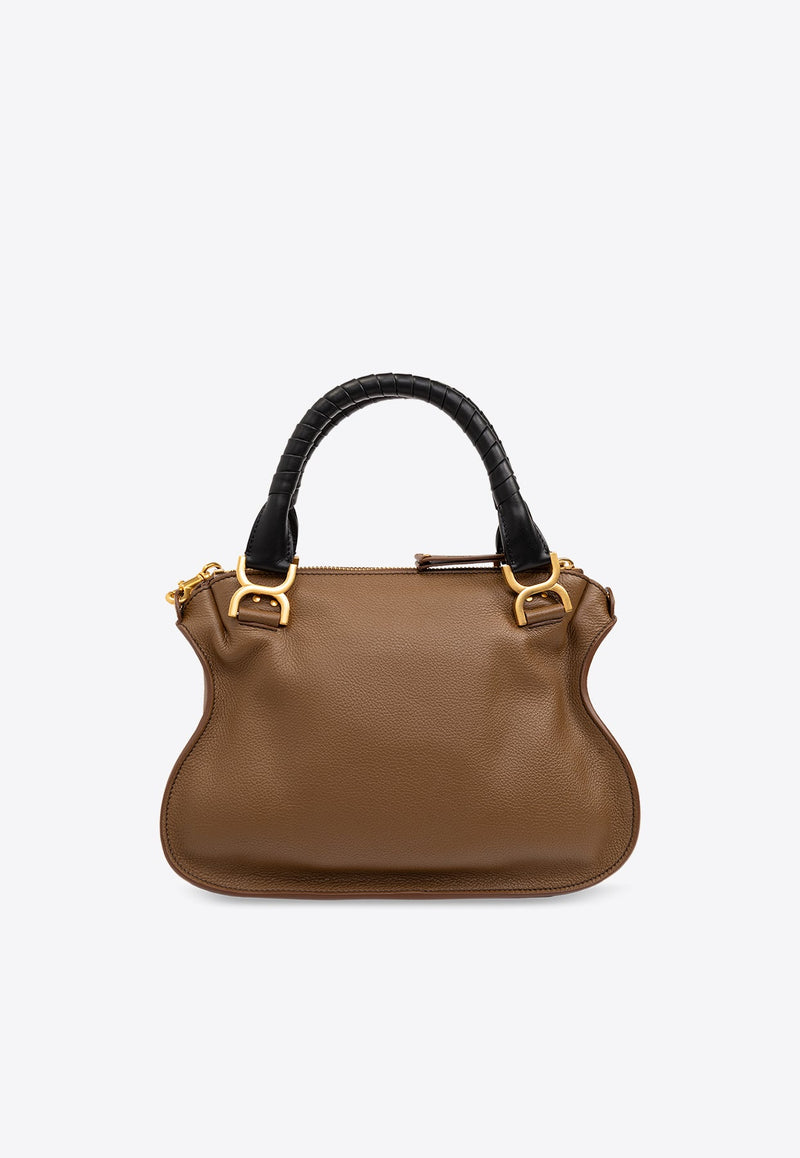 Medium Marcie Grained Leather Top Handle Bag
