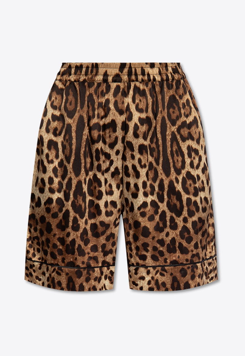 Leopard Print Silk Shorts