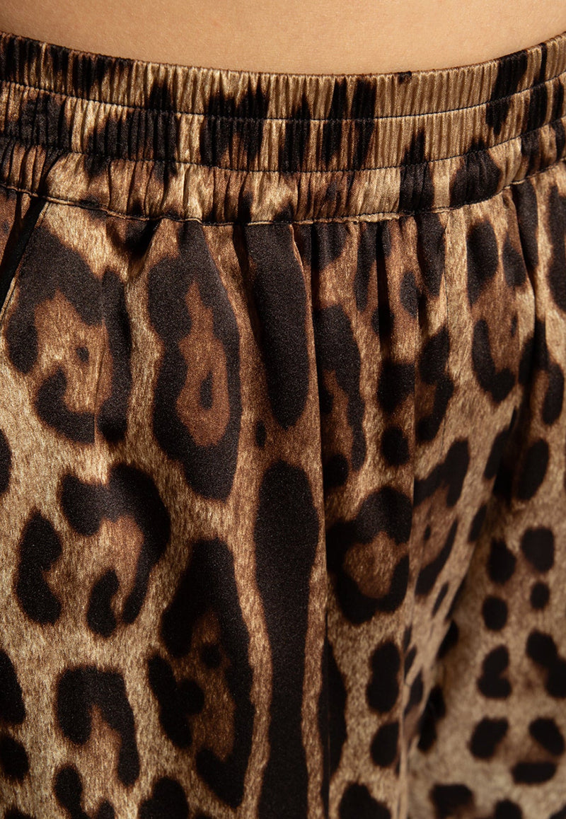 Leopard Print Silk Shorts