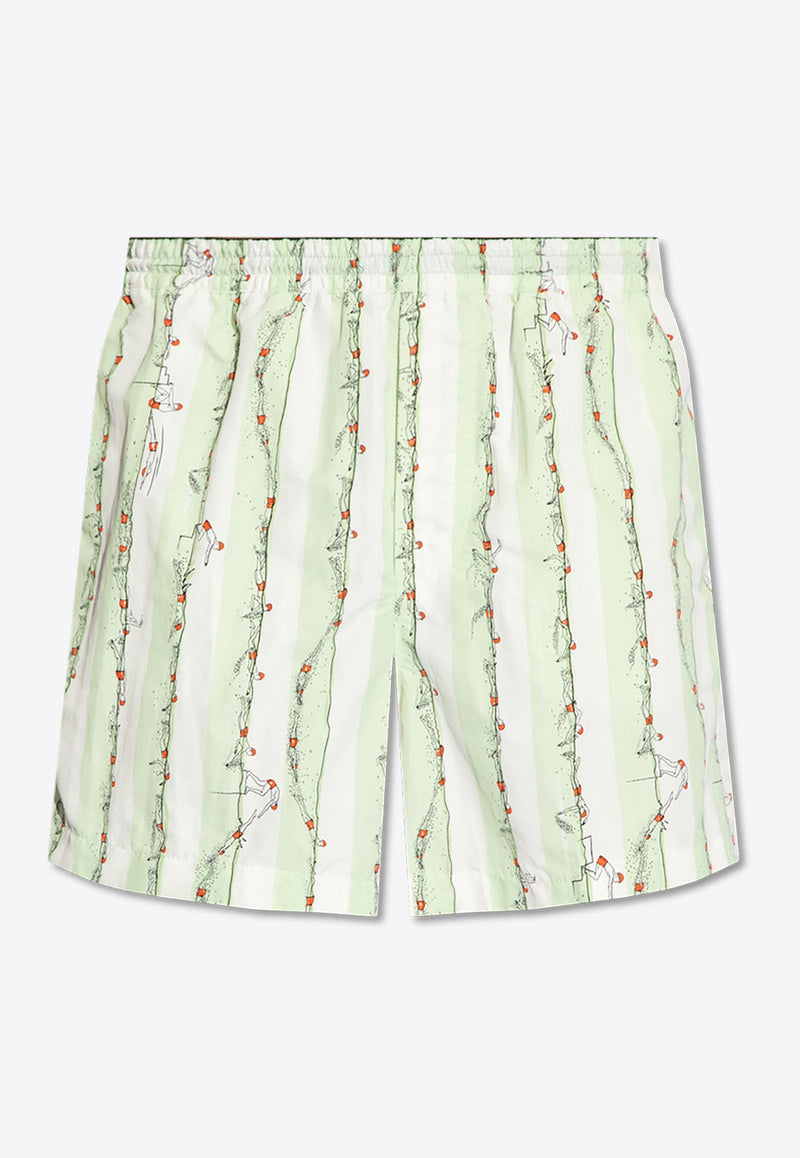 Hand Drawn Print Swimming Shorts